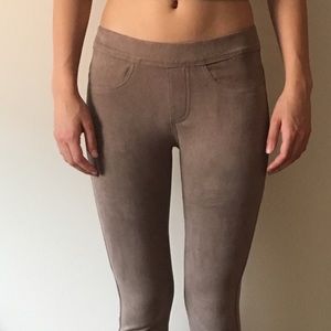 Light tan faux suede leggings